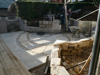 yorkshire garden landscaping construction circular paving sets and decking block wall for rendering