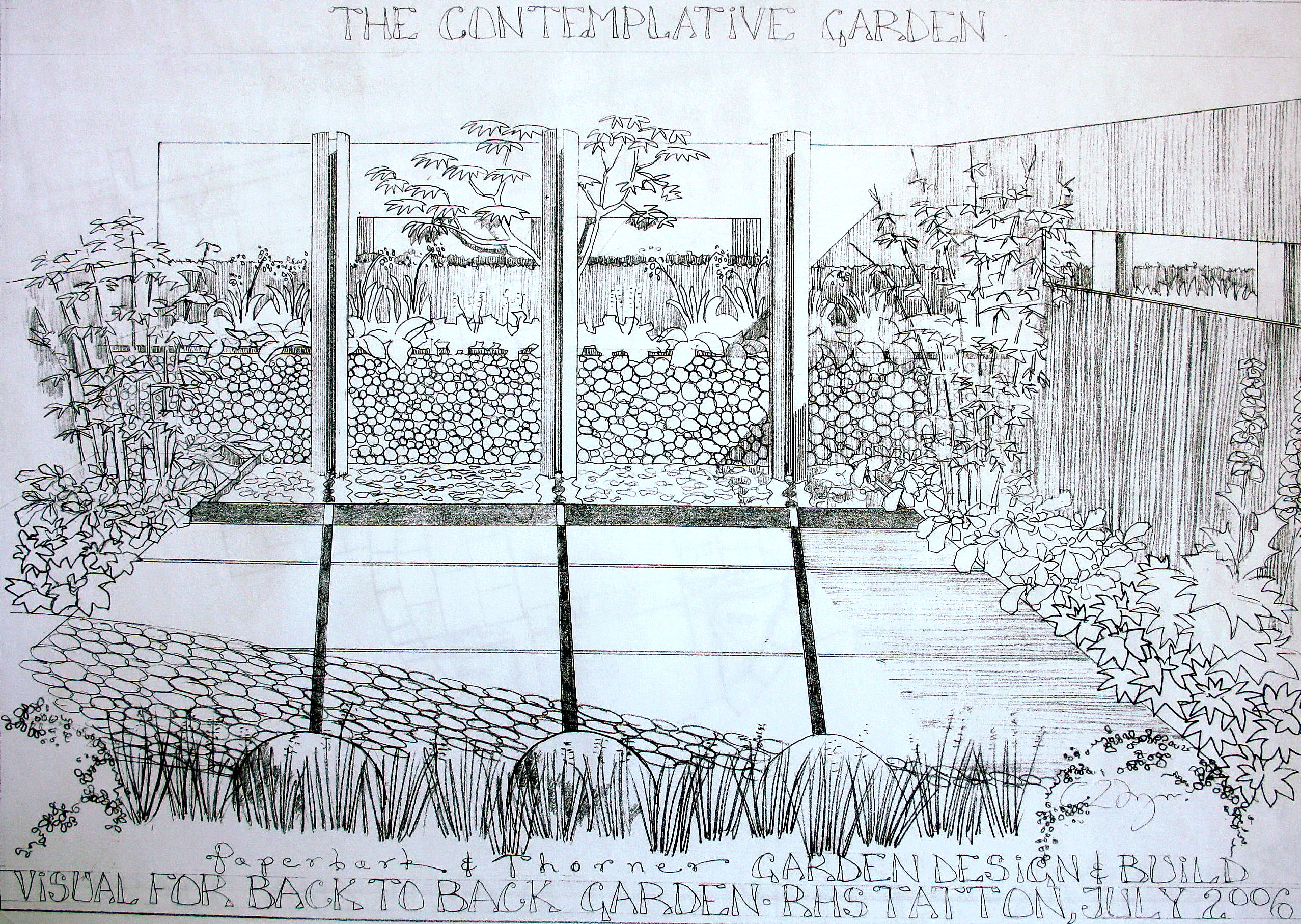 garden design sketch for show garden at RHS Tatton