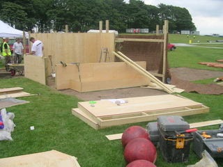 building a show garden at RHS Tatton Show timber framework